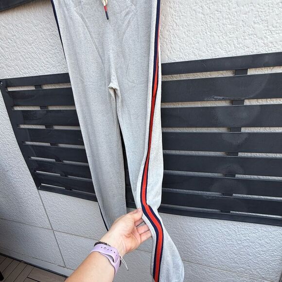 SoHo by Stephanie Horne Knit Joggers Gray w/ Red & Navy Side Stripes | Medium - Picture 6 of 8
